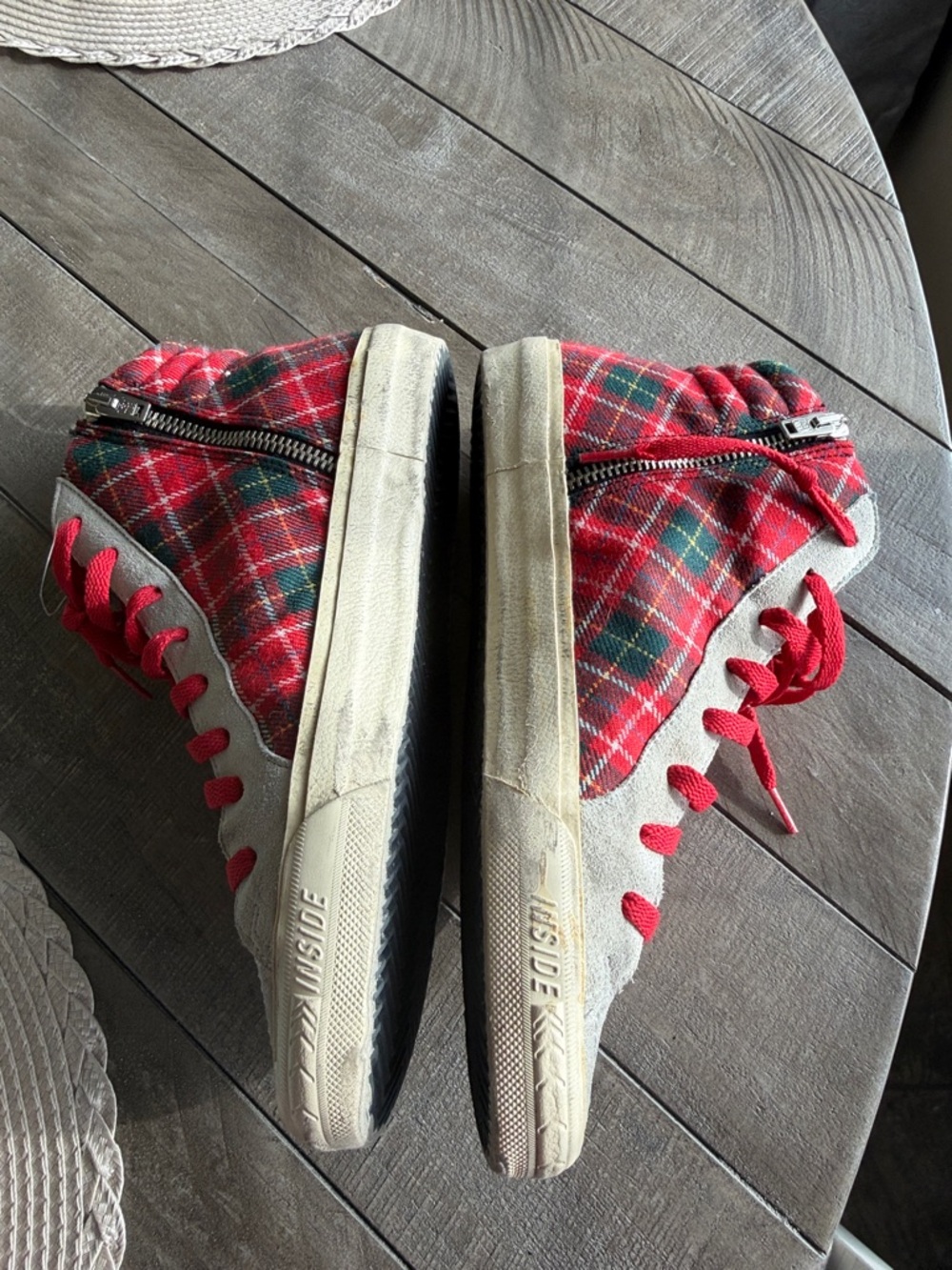 Golde Goose Tartan Red Plaid High-Top Sneakers - Picture 10 of 10